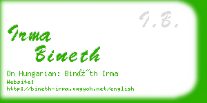 irma bineth business card